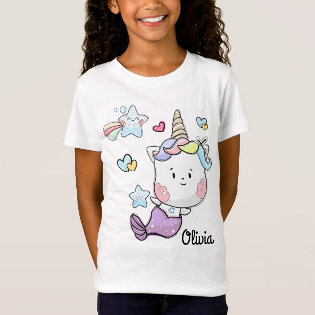 T-Shirt Sirènes de licorne de filles personnalisées (Devant)