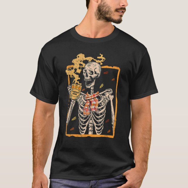 T-shirt Sirop de latte aux épices de citrouille squelette  (Devant)