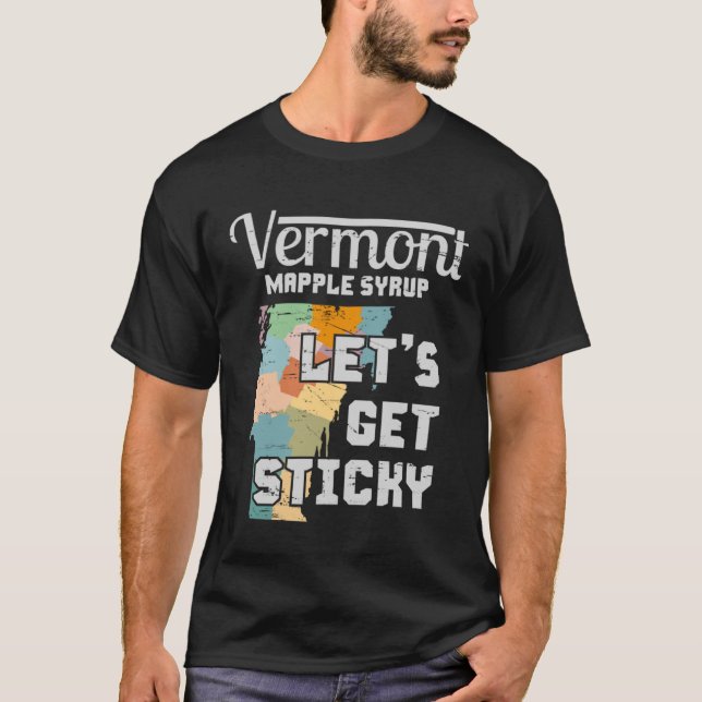 T-shirt Sirop souvenir Maple Map du Vermont (Devant)