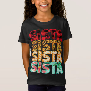 T-Shirt Sista Sister Leopard Rouge Plaid famille de tourne