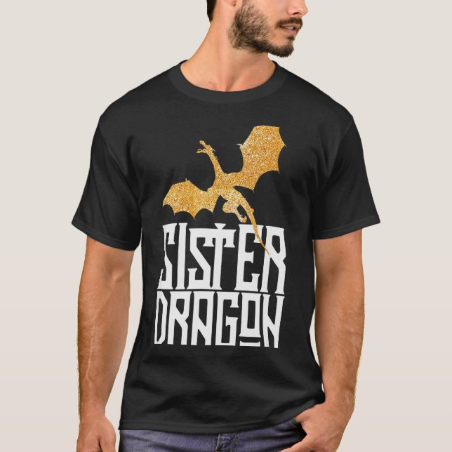 T-shirt Sister Dragon Christmas Matching Family Tribe Girl (Devant)