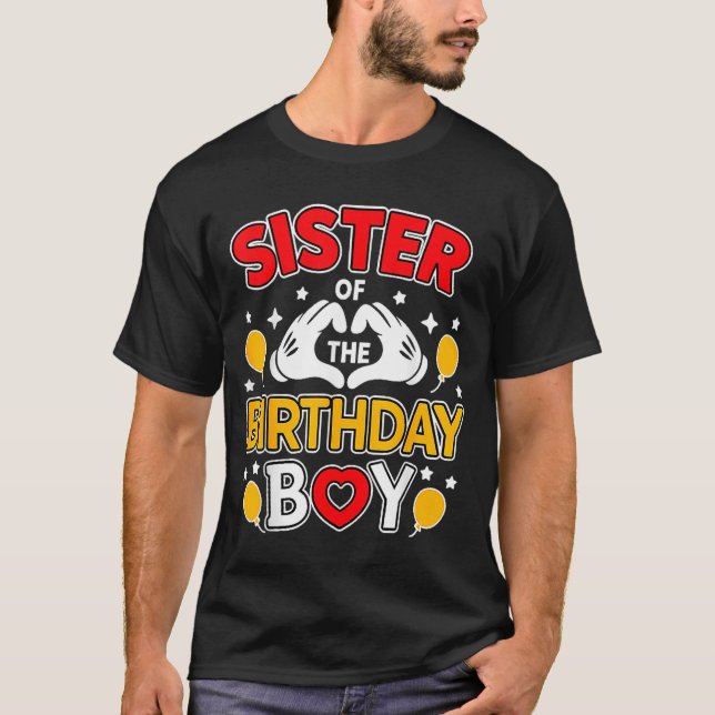 T-shirt Sister Of The Birthday Boy Family Matching Dad Mom (Devant)