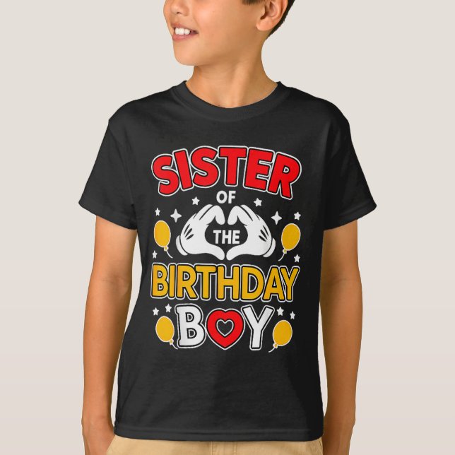 T-shirt Sister Of The Birthday Boy Family Matching Dad Mom (Devant)