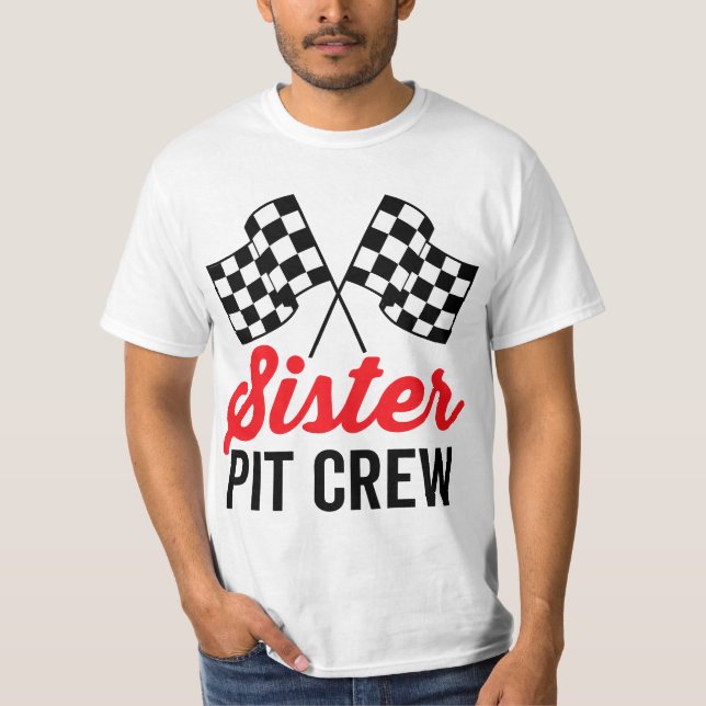 T-shirt Sister Pit Crew for Racing Party Costume  (Devant)