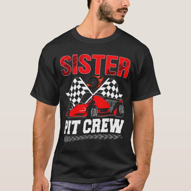 T-shirt Sister T Crew Racing Family Race Car Birthday Boy  (Devant)