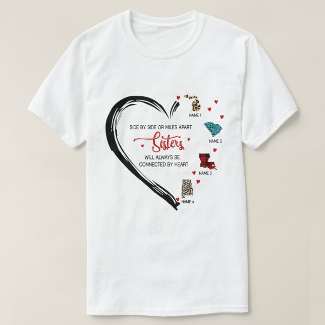 T-shirt Sisters, Besties Will Always Be Connected By Heart (Design devant)