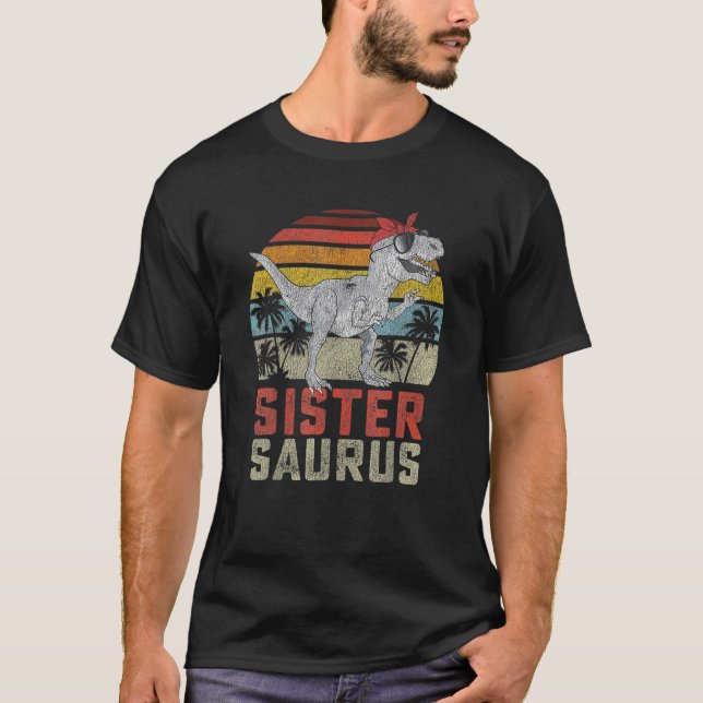 T-shirt Sistersaurus T Rex Dinosaur Soeur Saurus Famille M (Devant)