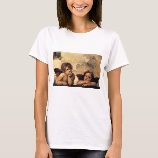 T-shirt Sistine Madonna Angels par Raphael Sanzio (Devant)