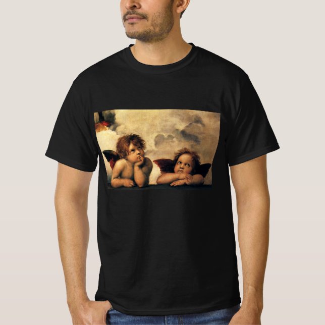 T-shirt Sistine Madonna Angels par Raphael Sanzio (Devant)