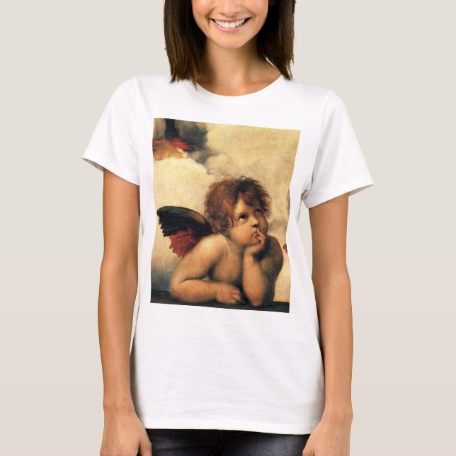 T-shirt Sistine Madonna Angels par Raphael Sanzio (Devant)