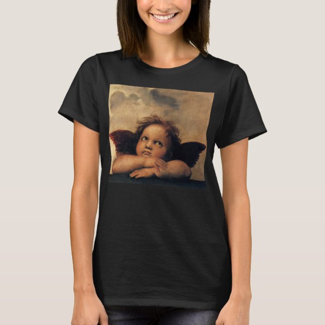 T-shirt Sistine Madonna Angels par Raphael Sanzio (Devant)