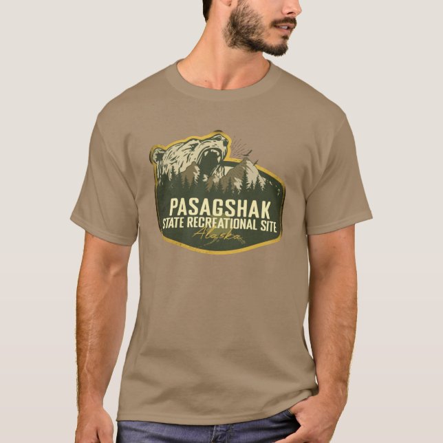 T-shirt Site de loisirs d'État de Pasagshak Alaska Camping (Devant)