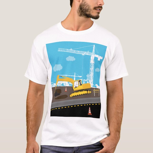 T-shirt Site des camions de construction de camions d'exca (Devant)