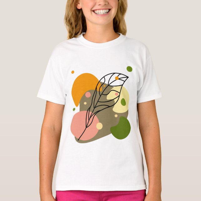 T-shirt Sites abstraits intéressants avec feuilles (Devant)
