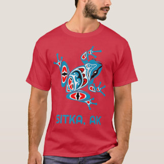 T-shirt Sitka Alaska Blue Red Frog PNW Indian Art Native A