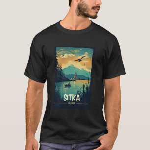 T-shirt Sitka Alaska Retro Affiche de voyage Graphique