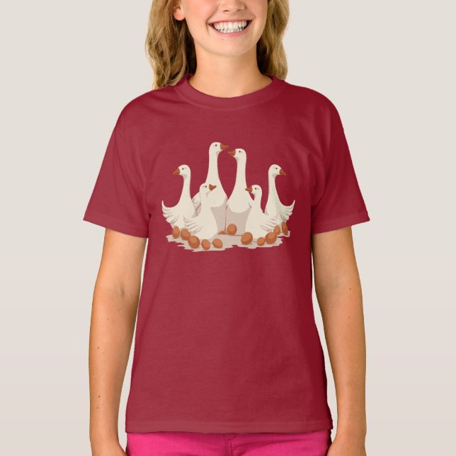 T-shirt Six oies pondent Cut-Out de style pochoir 2 (Devant)