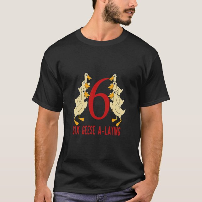 T-shirt Six Oies Un Jardin 12 Jours Noël   (Devant)