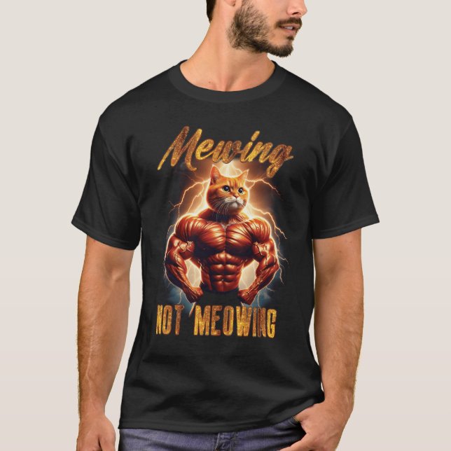 T-shirt Six Pack Cat Power Mewing Pas Mewing Chat Trendy M (Devant)