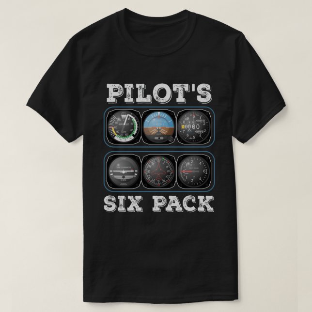 T-shirt six pack du pilote | Instruments de vol Av (Design devant)