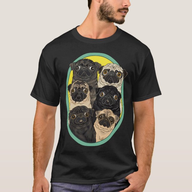 T-shirt Six Pugs par FivePugs (Devant)