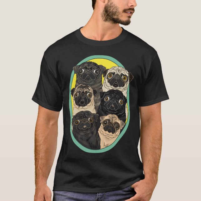 T-shirt Six Pugs par FivePugs (Devant)