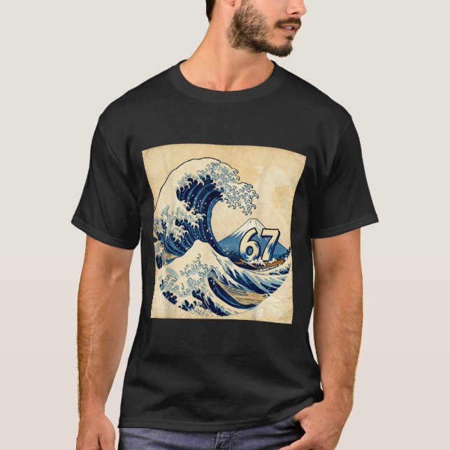 T-shirt Six Seven 67 6-7 Japanese The Great Wave Off Kanag (Devant)