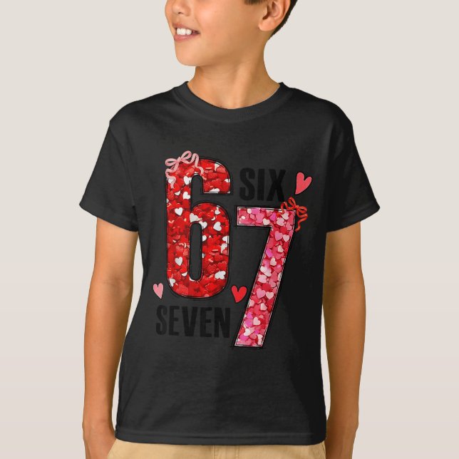 T-shirt Six Seven 67 Hearts 6 7 Meme Boys Girls Kids Valen (Devant)