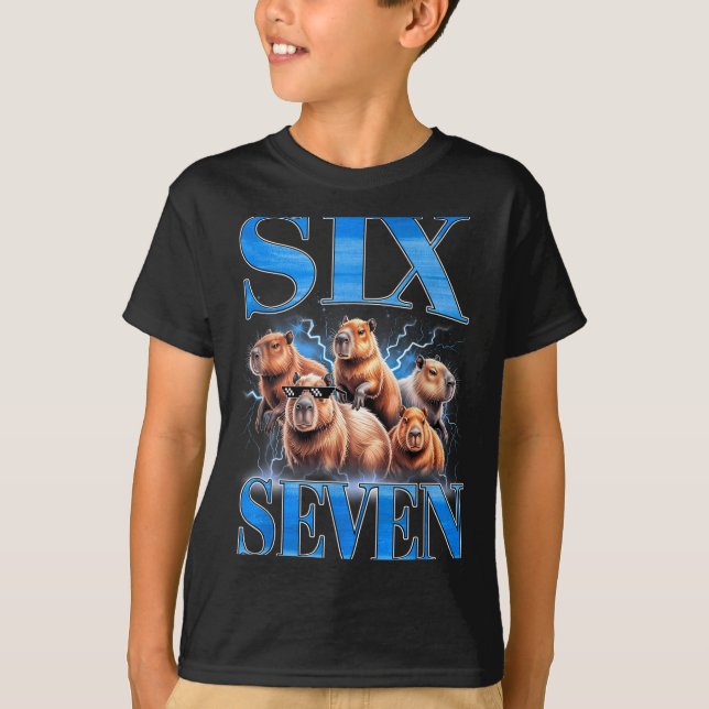 T-shirt Six Seven 67 Mème Capybara Drôle Graphique Bootleg (Devant)