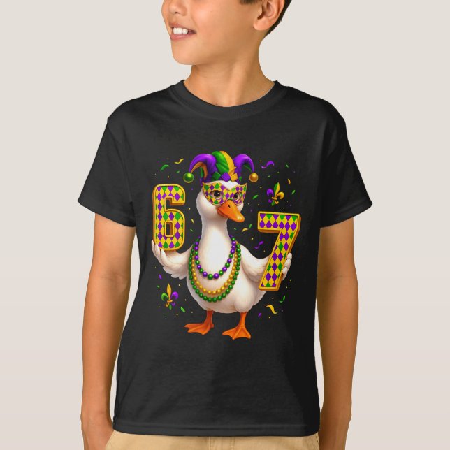 T-shirt Six Seven 67 Meme Goose With Jester Hat &amp; Bead (Devant)