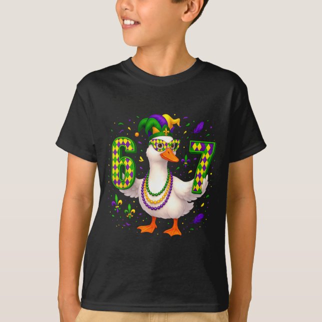 T-shirt Six Seven 67 Meme Goose With Jester Hat &amp; Bead (Devant)
