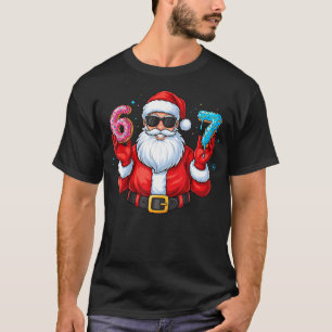 T-shirt Six Seven 67 Mème Santa 67 Crème Glacée Drip Noël