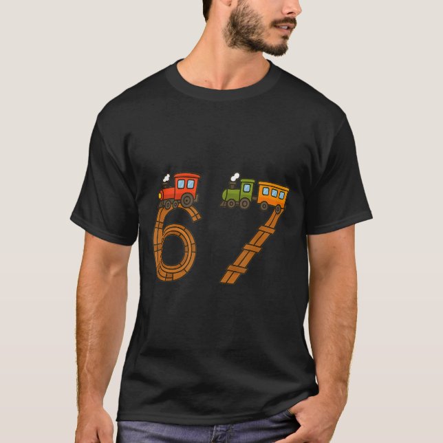 T-shirt Six Seven 67 Train Tracks Trains Numbers 6 And 7 V (Devant)