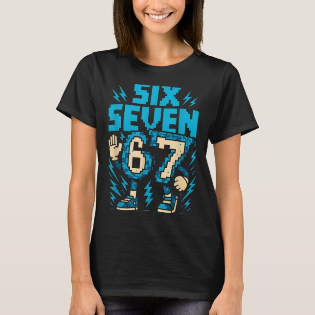 T-shirt Six Seven 67 Xel Gamer Apparel Retro Block Style A (Devant)
