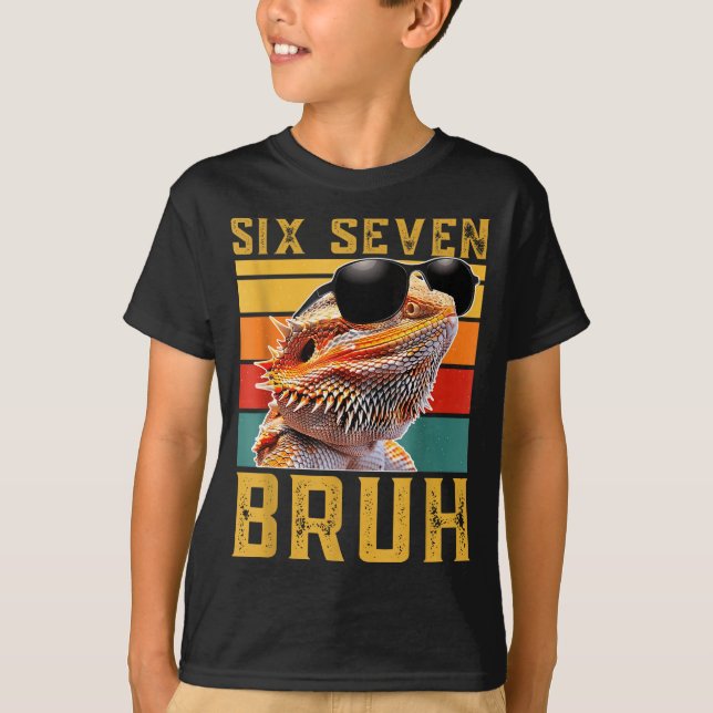 T-shirt Six Seven 6 7 67 Meme Funny Bearded Dragon Design  (Devant)
