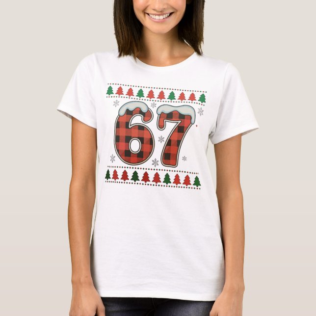 T-shirt Six Seven 6 7 Buffalo Plaid Ugly Christmas Sweater (Devant)