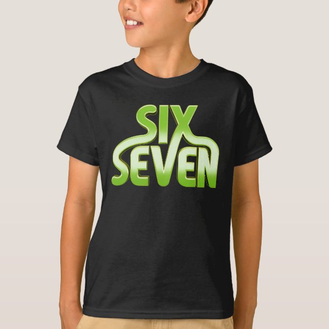 T-shirt Six Seven 6 7 Mème - Typographie à dégradé vert (Devant)