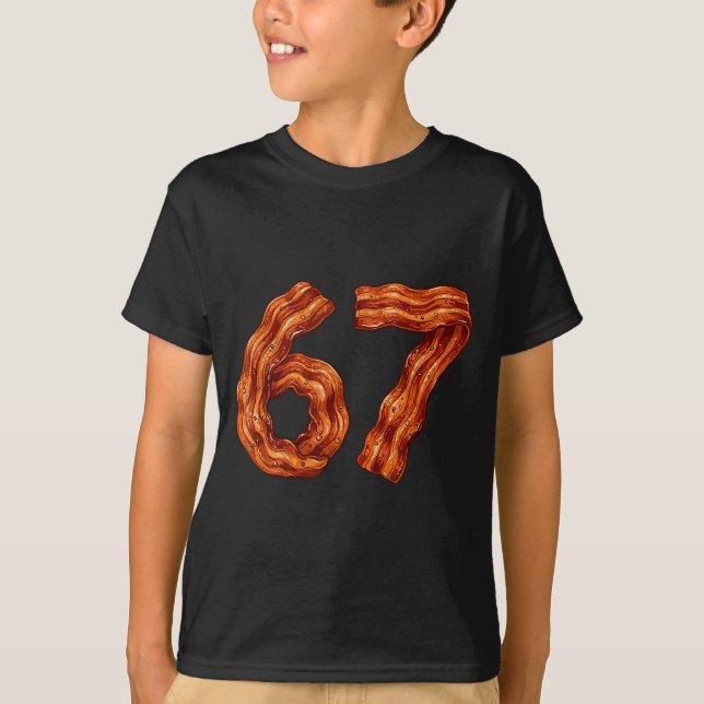 T-shirt Six Seven Bacon Mème Cool 67 Numéro Drôle  (Devant)