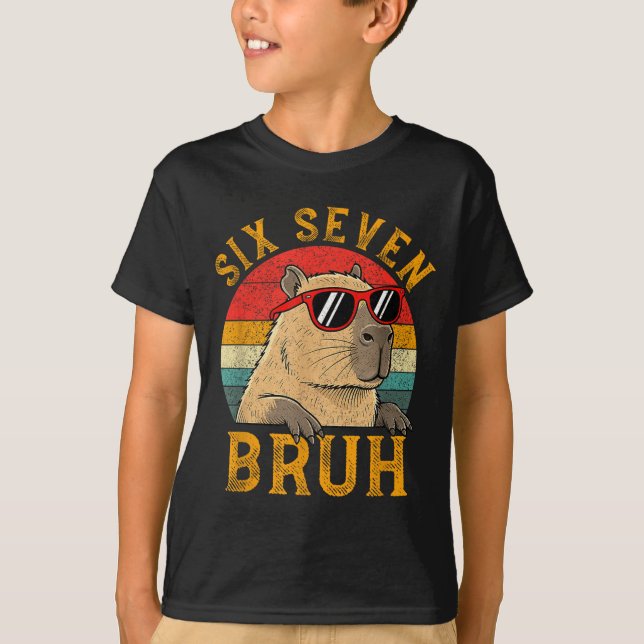 T-shirt Six Seven Bruh 67 Meme Funny Capybara Viral Six Se (Devant)