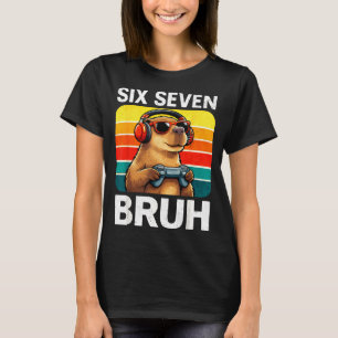 T-shirt Six Seven Bruh Capybara Rétro Vintage Drôle 67 Mèm