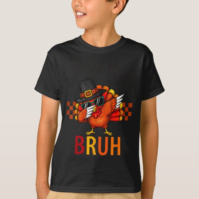 T-shirt Six Seven Bruh Dabbing Turkey Thanksgiving 67 Meme (Devant)