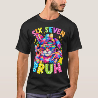 T-shirt Six Seven Bruh Lapin de Pâques Face Tie Dye Lunett