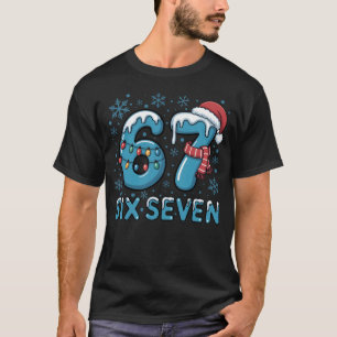 T-shirt Six Seven Chiffres de Noël en Glace Gelé Festif