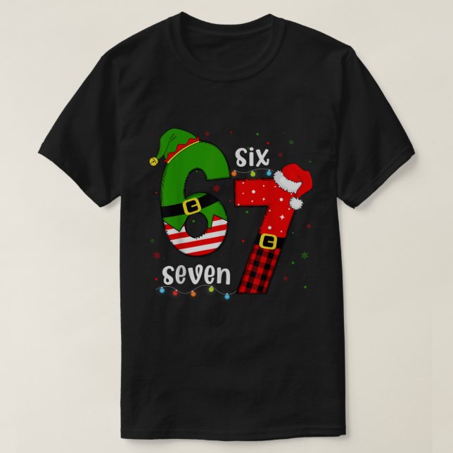 T-shirt Six Seven Christmas Elf Santa Meme (Design devant)