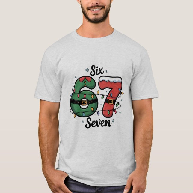 T-shirt Six Seven Christmas Meme Funny Pop Culture  (Devant)