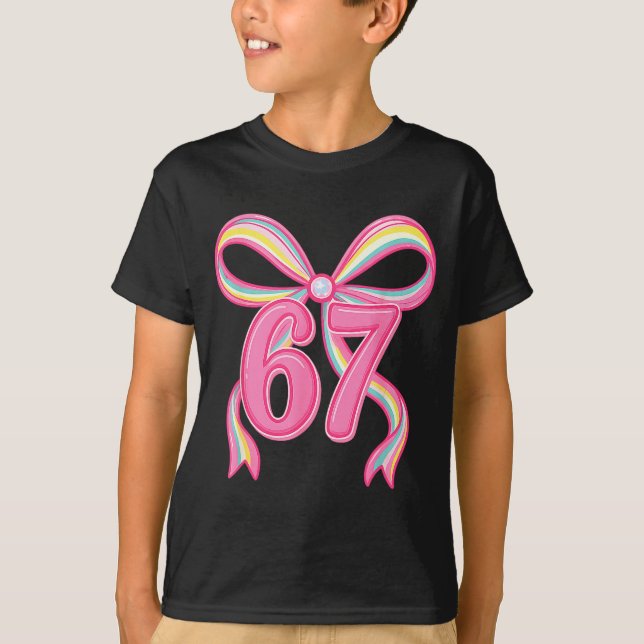 T-shirt Six Seven Coquette Girl Bow Cute Meme 67 Nk Funny  (Devant)