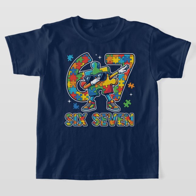 T-shirt Six Seven Dabbing Sensibilisation à l'autisme (Poser)