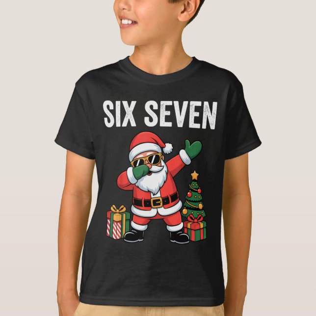 T-shirt Six Seven Funny Santa Christmas 67 Meme  (Devant)