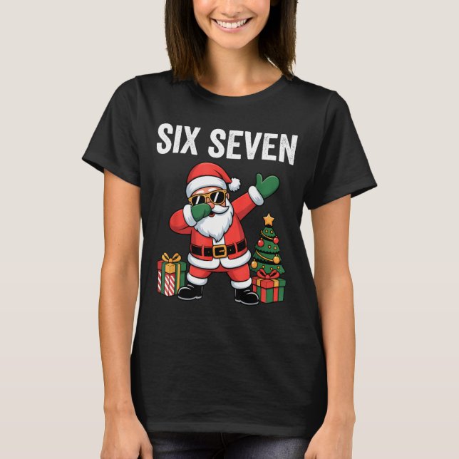T-shirt Six Seven Funny Santa Christmas 67 Meme  (Devant)