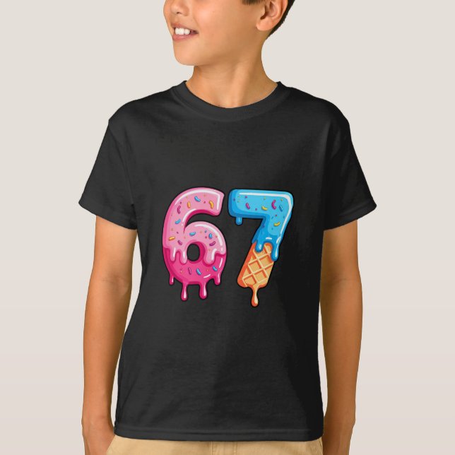 T-shirt Six Seven Glace Drip Cool Meme 67 Drôle Nombre (Devant)